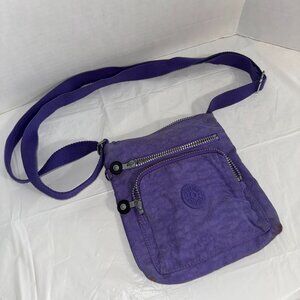 Kipling Purple Crossbody Shoulder Bag With Adjustable Strap & Zippered Pockets